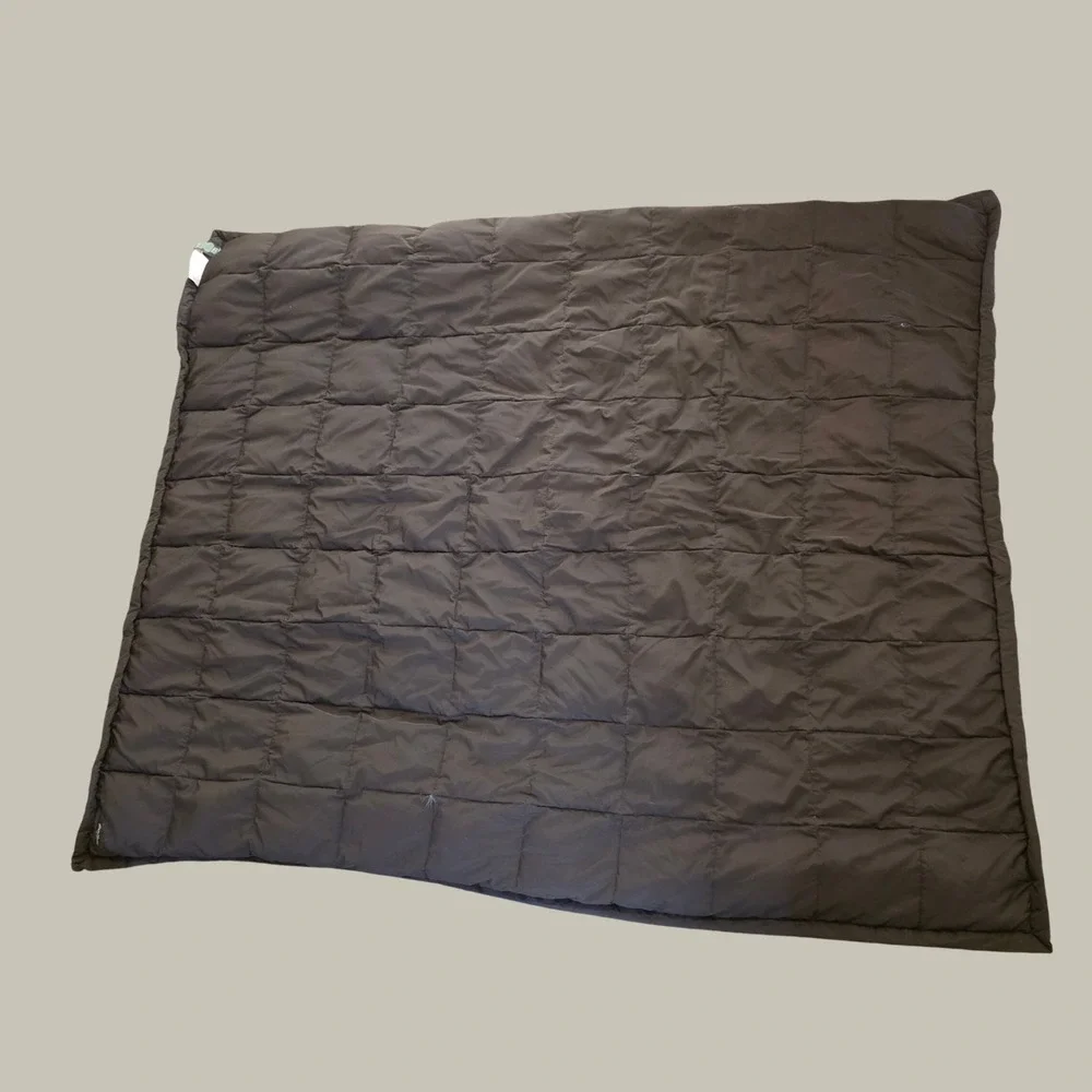 Eddie Bauer Down Throw Blanket One Size Brown Plaid Quilted Sherpa Reversible